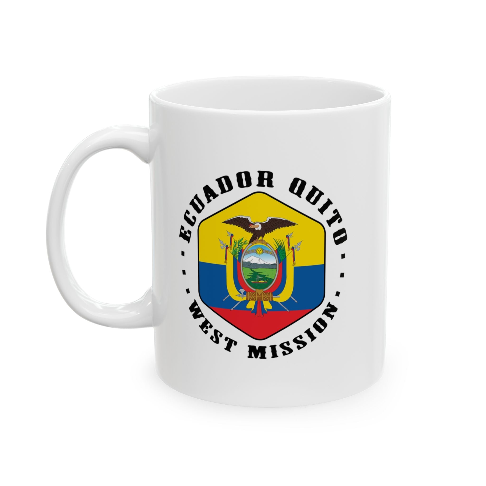 Ecuador Quito West Mission Circular Flag White Ceramic Mug - Latter-Day Saint LDS Missionary Gift - Book of Mormon