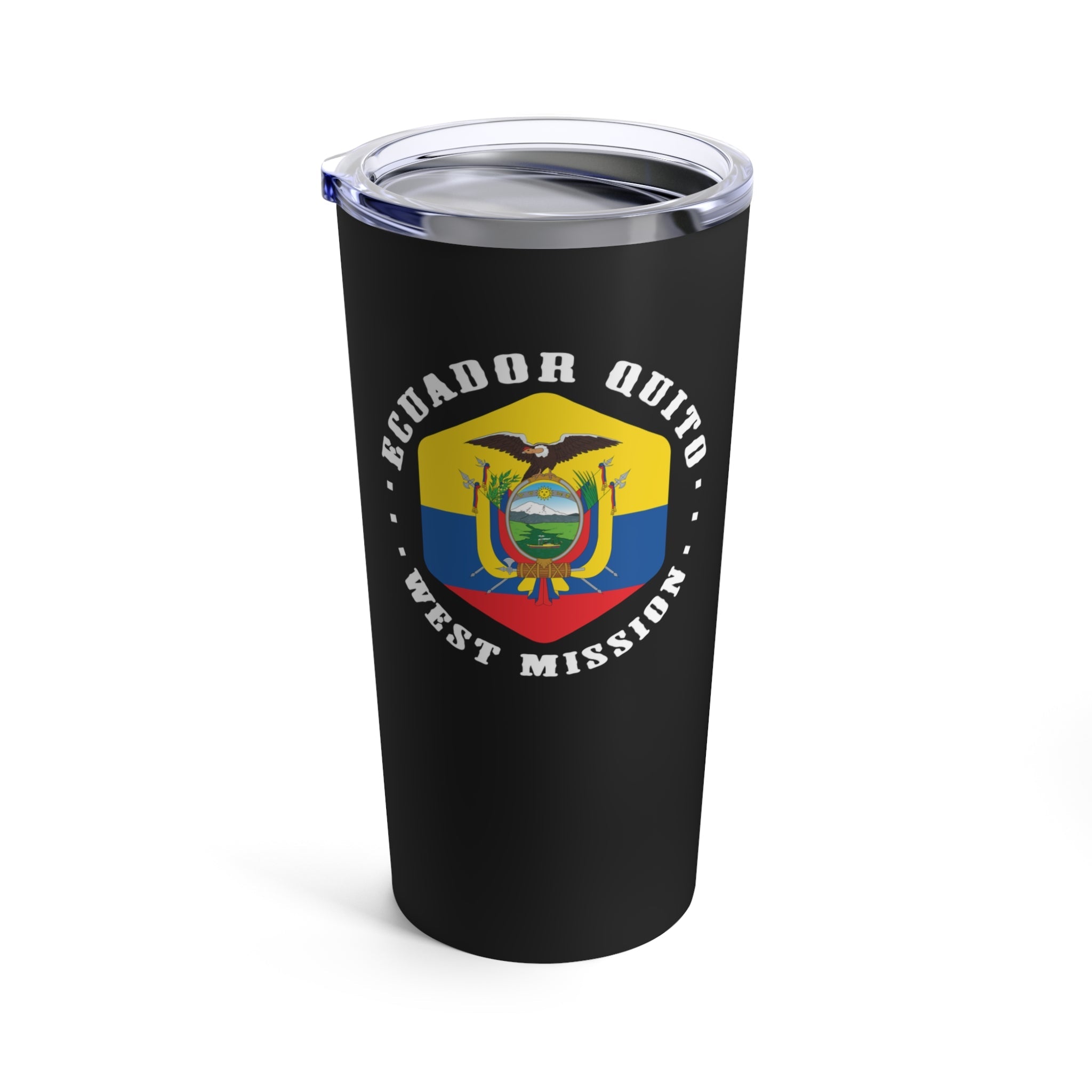 Ecuador Quito West Mission Flag Logo Tumbler 20oz Black - Latter-Day Saint LDS Missionary Gift - Book of Mormon