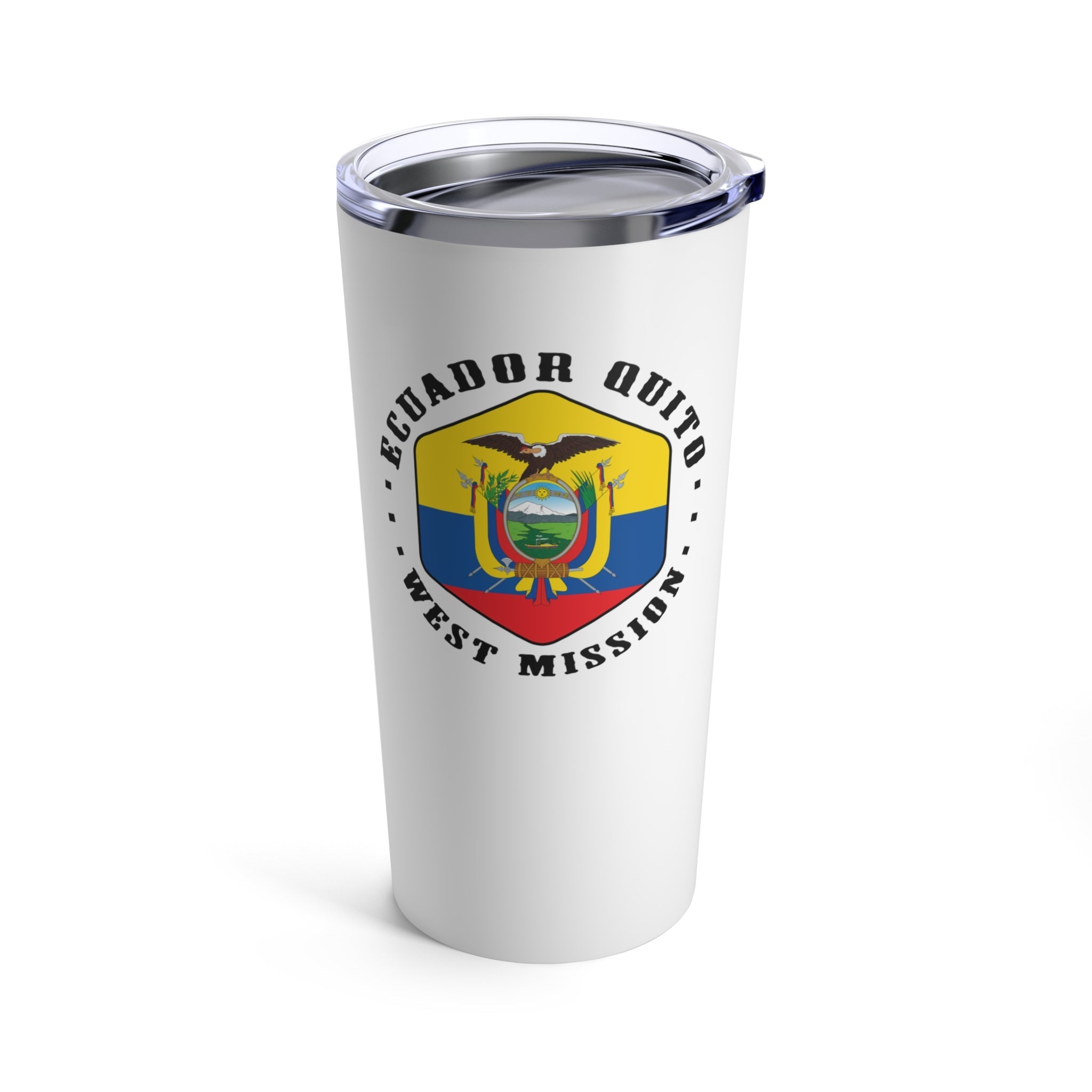 Ecuador Quito West Mission Flag Logo Tumbler 20oz White - Latter-Day Saint LDS Missionary Gift - Book of Mormon