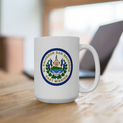 El Salvador San Salvador East Mission Circular Flag White Ceramic Mug - Latter-Day Saint LDS Missionary Gift - Book of Mormon