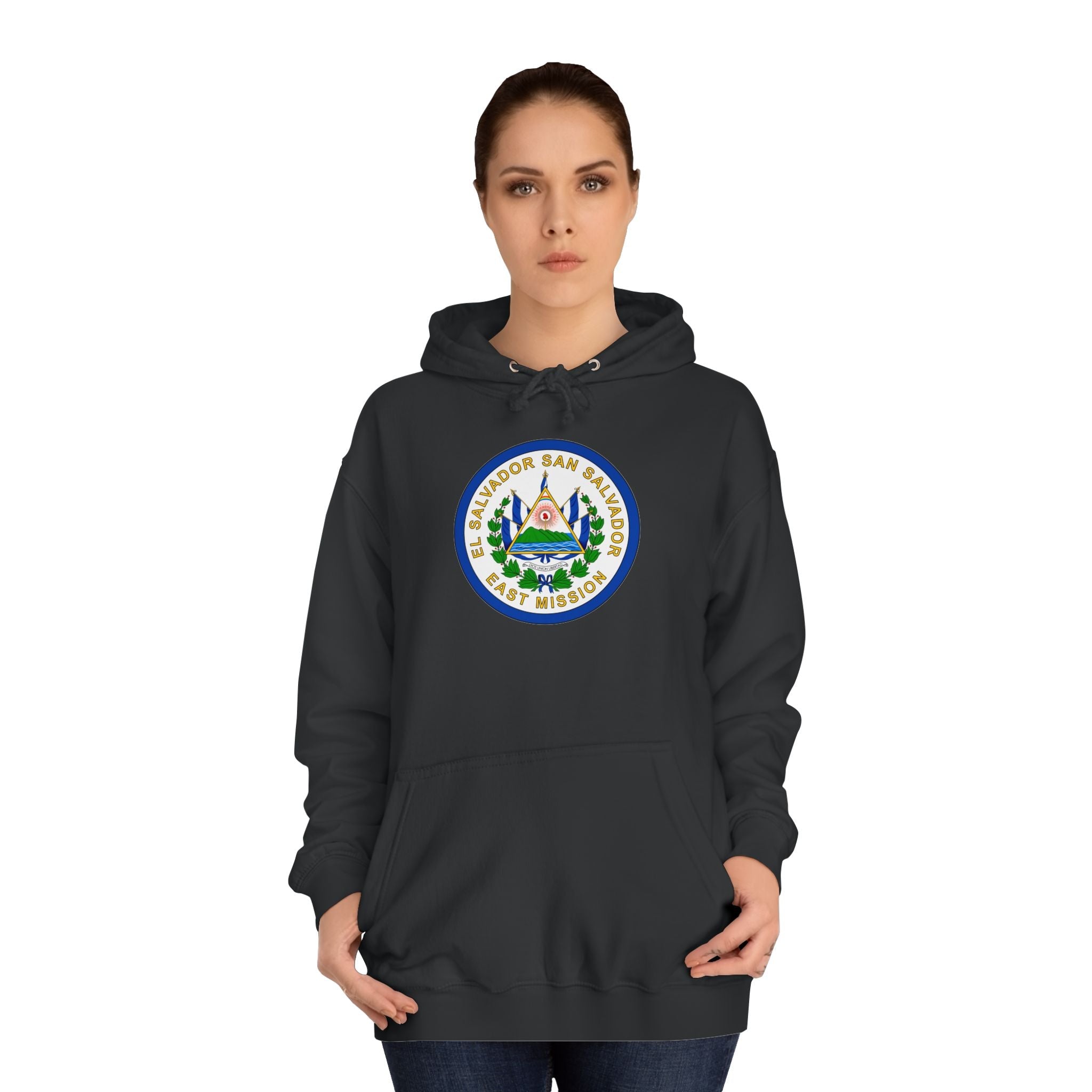 El Salvador San Salvador East Mission Flag Logo (White Border) College Hoodie