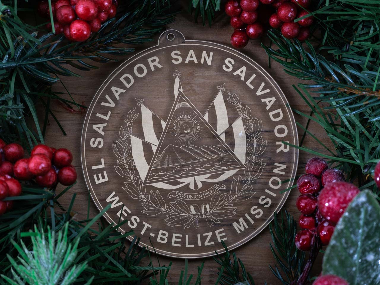 El Salvador San Salvador West - Belize Mission Christmas Ornament - Latter-Day Saint LDS Missionary Gift - Book of Mormon