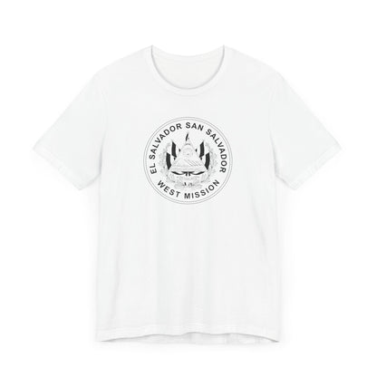 El Salvador San Salvador West Mission Circular Monochrome Logo T-Shirt - Latter-Day Saint LDS Missionary Gift - Book of Mormon