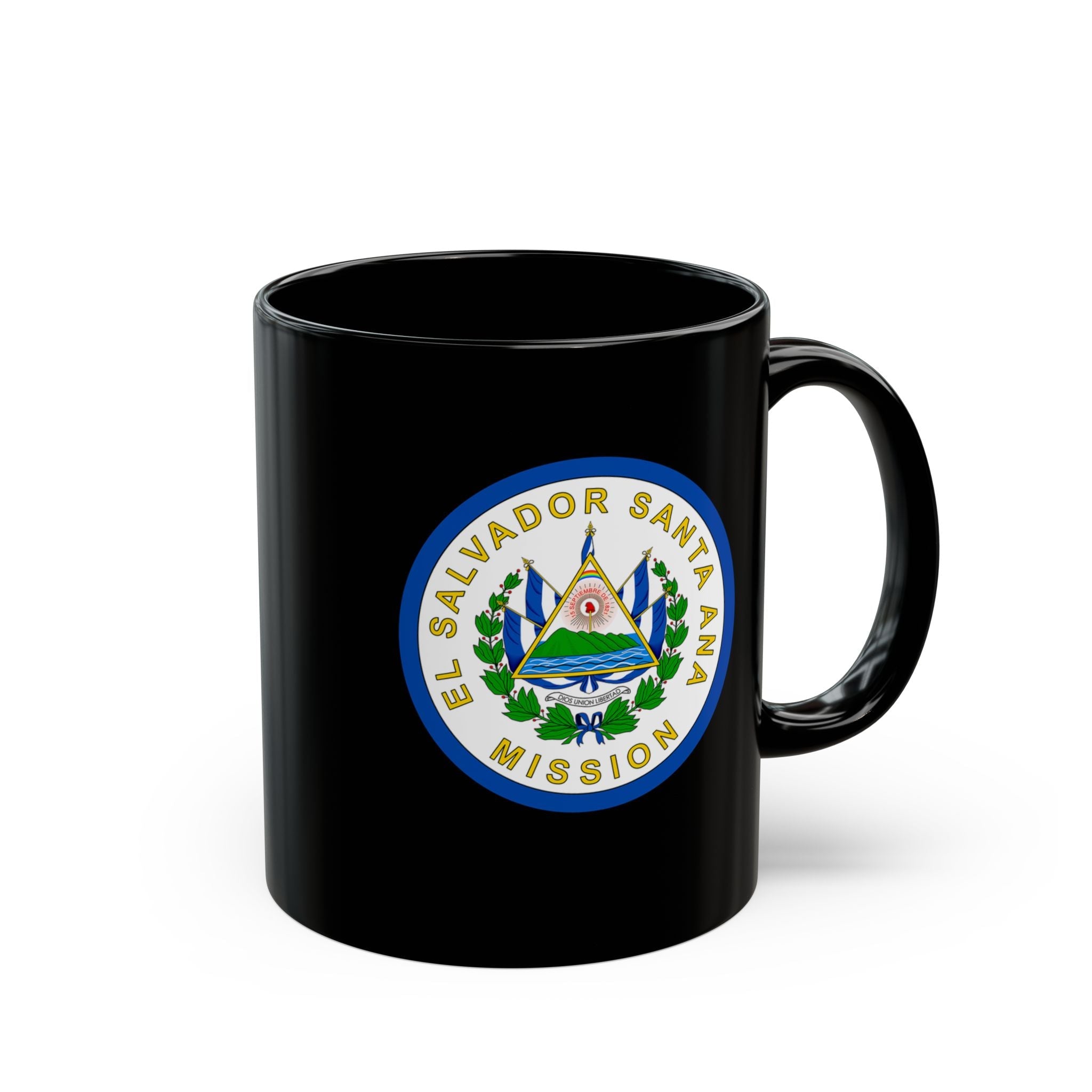 El Salvador Santa Ana Mission Circular Flag Black Ceramic Mug - Latter-Day Saint LDS Missionary Gift - Book of Mormon