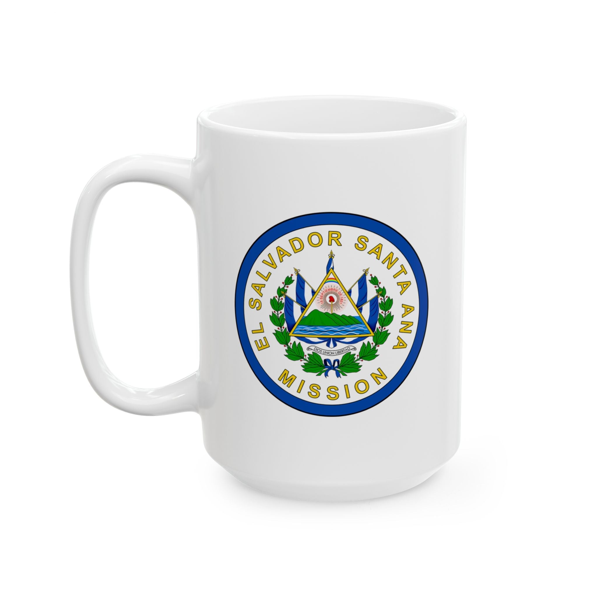 El Salvador Santa Ana Mission Circular Flag White Ceramic Mug - Latter-Day Saint LDS Missionary Gift - Book of Mormon