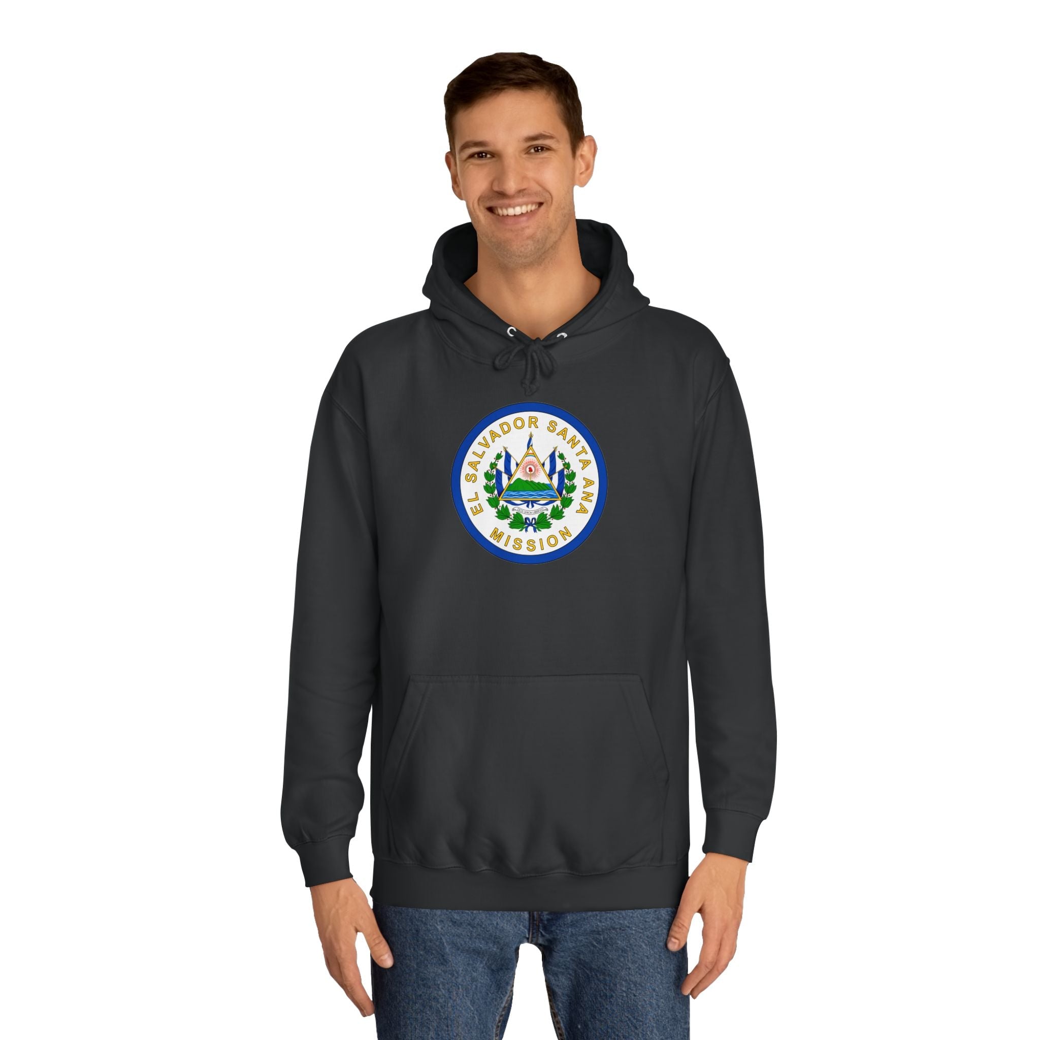 El Salvador Santa Ana Mission Flag Logo (White Border) College Hoodie