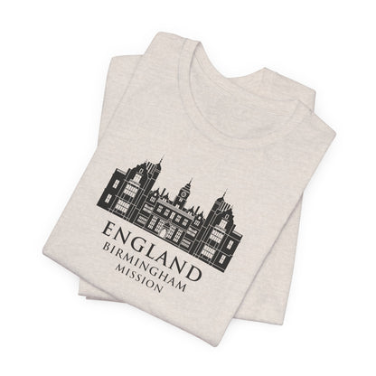 England Birmingham Mission Monochrome Logo T-Shirt - Latter-Day Saint LDS Missionary Gift - Book of Mormon