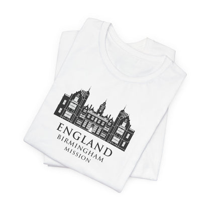 England Birmingham Mission Monochrome Logo T-Shirt - Latter-Day Saint LDS Missionary Gift - Book of Mormon