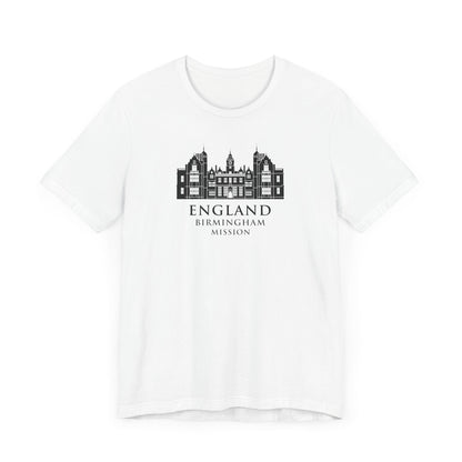 England Birmingham Mission Monochrome Logo T-Shirt - Latter-Day Saint LDS Missionary Gift - Book of Mormon