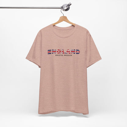 England Bristol Mission Flag Title T-shirt - Latter-Day Saint LDS Missionary Gift - Book of Mormon