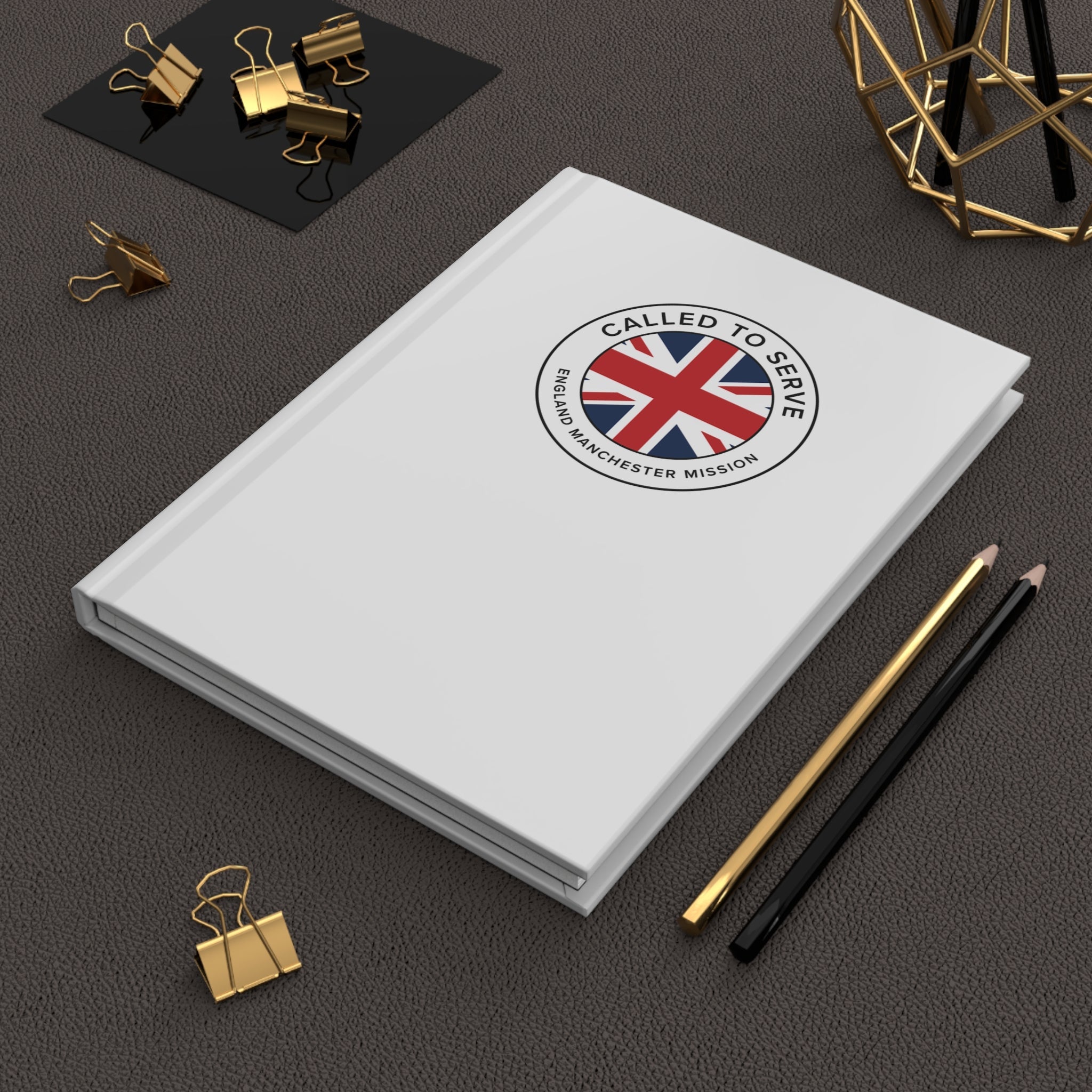 England Manchester Mission Circle Flag Called to Serve White Hardcover Journal Matte - Latter-Day Saint LDS Missionary Gift - Book of Mormon