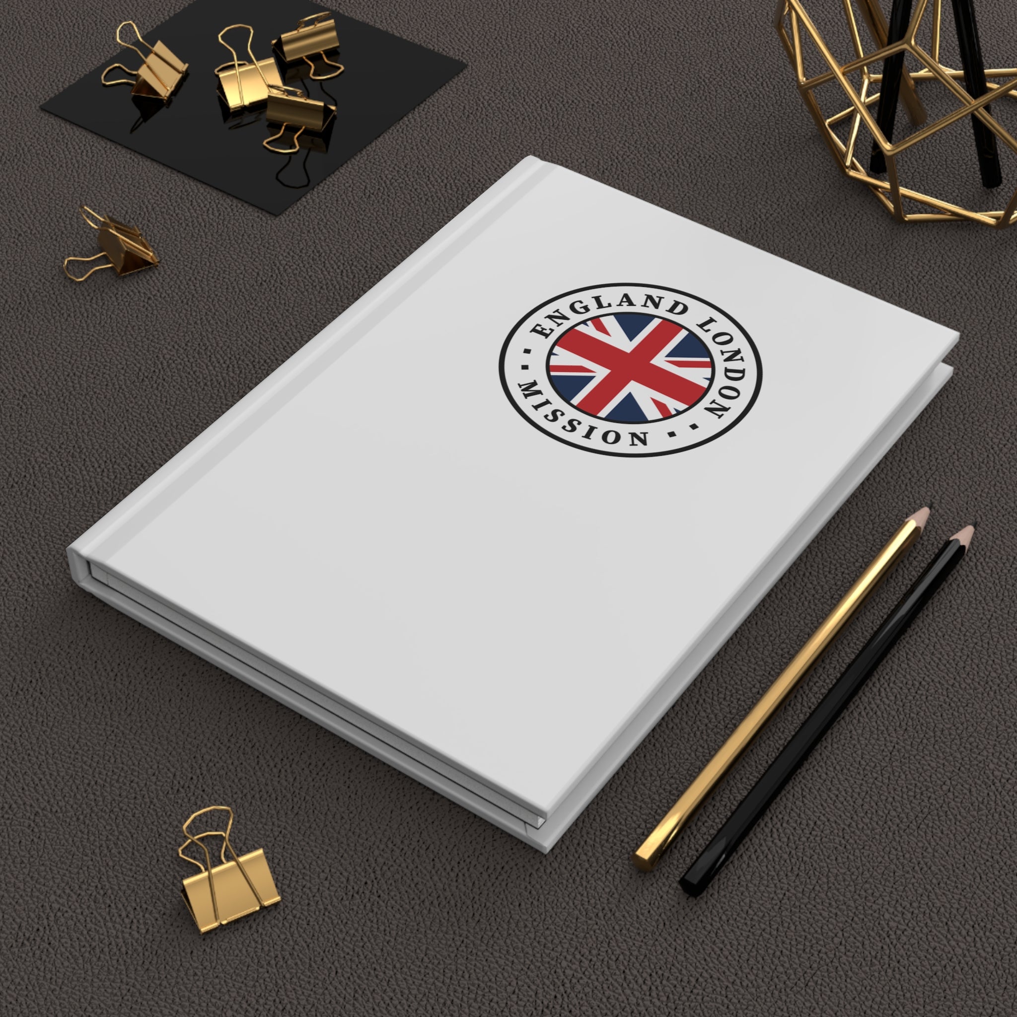 England Manchester Mission Logo Design White Hardcover Journal Matte - Latter-Day Saint LDS Missionary Gift - Book of Mormon