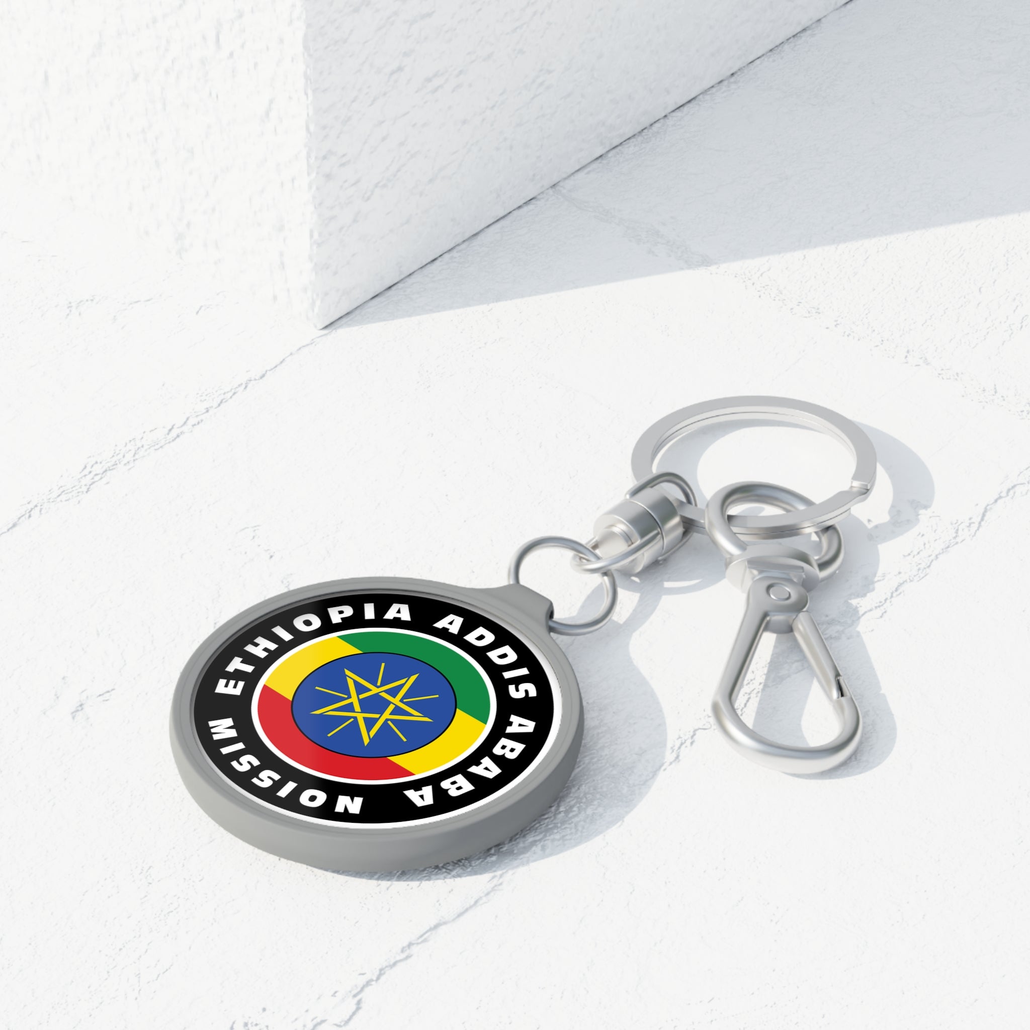Ethiopia Addis Ababa Mission Circle Flag Key Tag - Latter-Day Saint LDS Missionary Gift - Book of Mormon