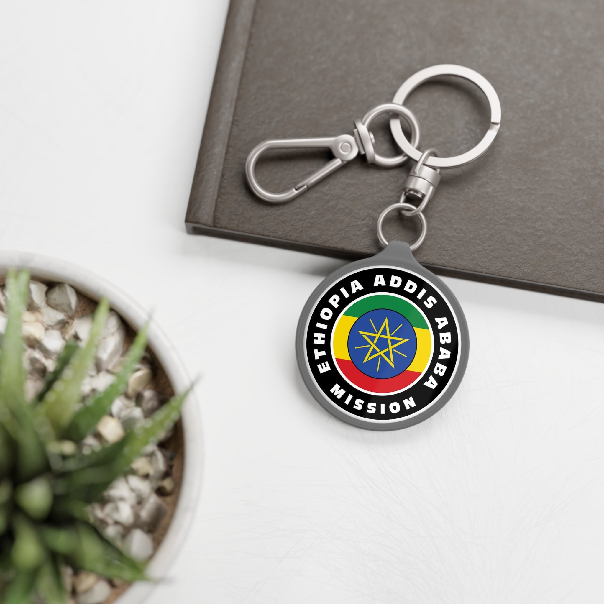 Ethiopia Addis Ababa Mission Circle Flag Key Tag - Latter-Day Saint LDS Missionary Gift - Book of Mormon