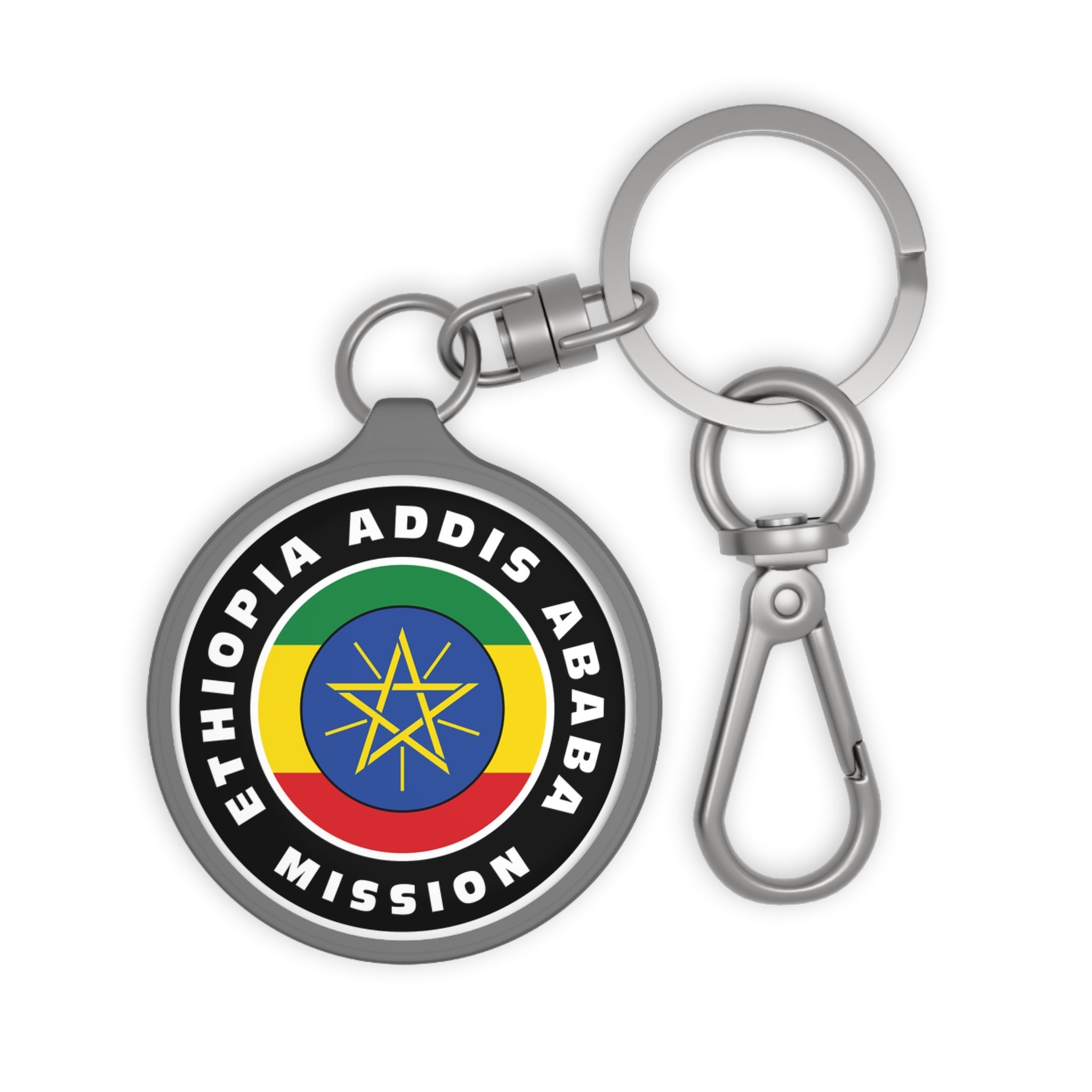 Ethiopia Addis Ababa Mission Circle Flag Key Tag - Latter-Day Saint LDS Missionary Gift - Book of Mormon