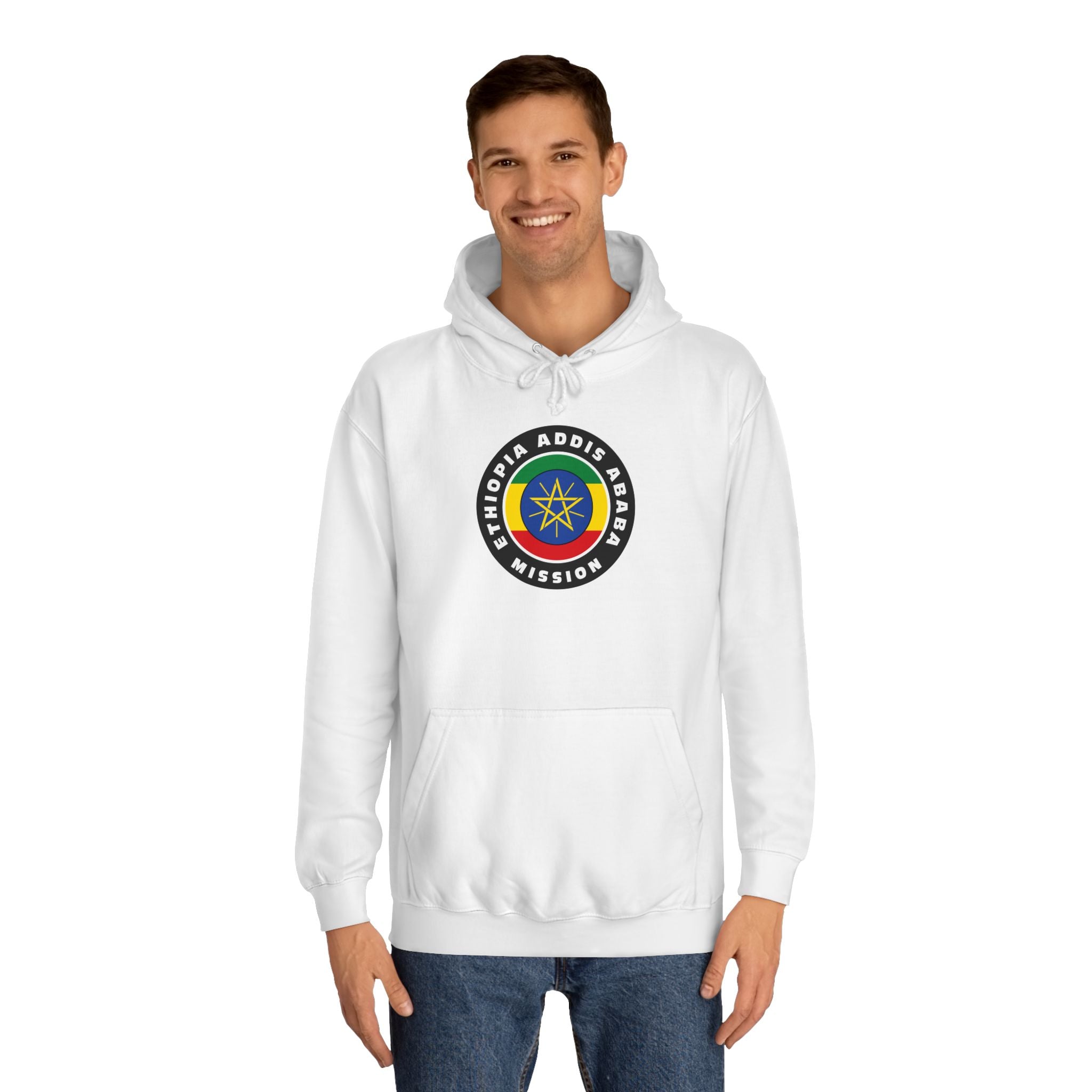 Ethiopia Addis Ababa Mission Flag Logo (Black Border) College Hoodie - Latter-Day Saint LDS Missionary Gift - Book of Mormon