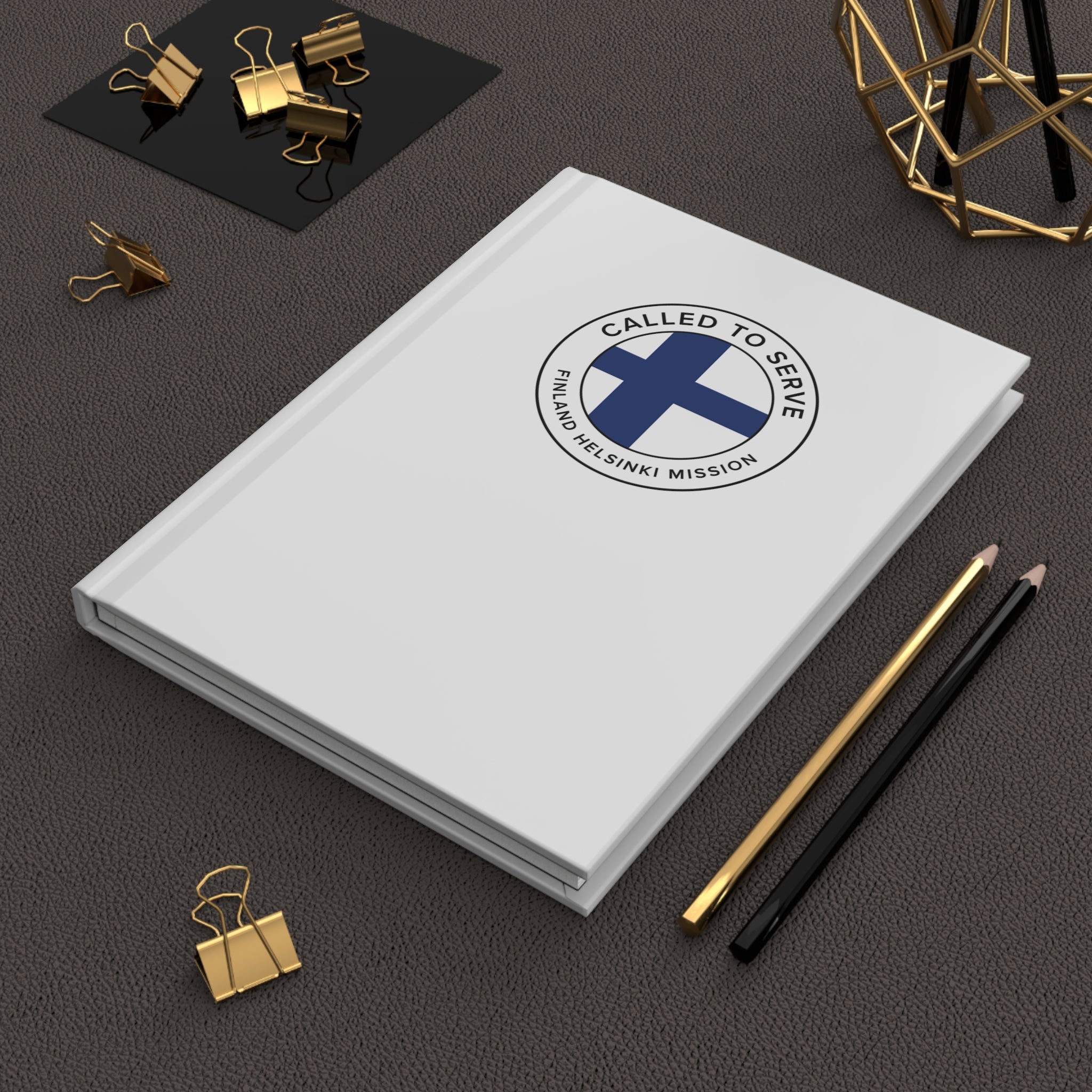 Finland Helsinki Mission Circle Flag Called to Serve White Hardcover Journal Matte - Latter-Day Saint LDS Missionary Gift - Book of Mormon