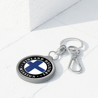 Finland Helsinki Mission Circle Flag Key Tag - Latter-Day Saint LDS Missionary Gift - Book of Mormon