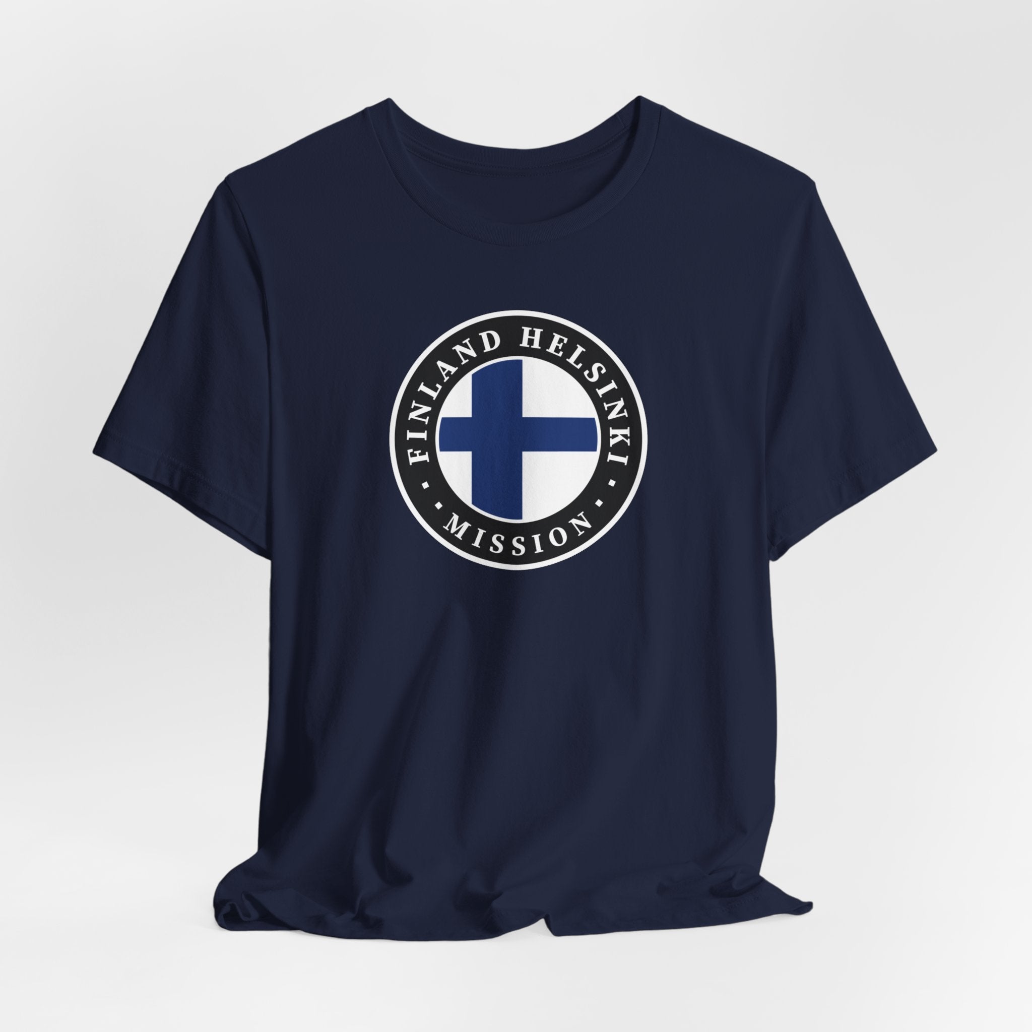 Finland Helsinki Mission Flag Logo (Black Border) T-shirt - Latter-Day Saint LDS Missionary Gift - Book of Mormon