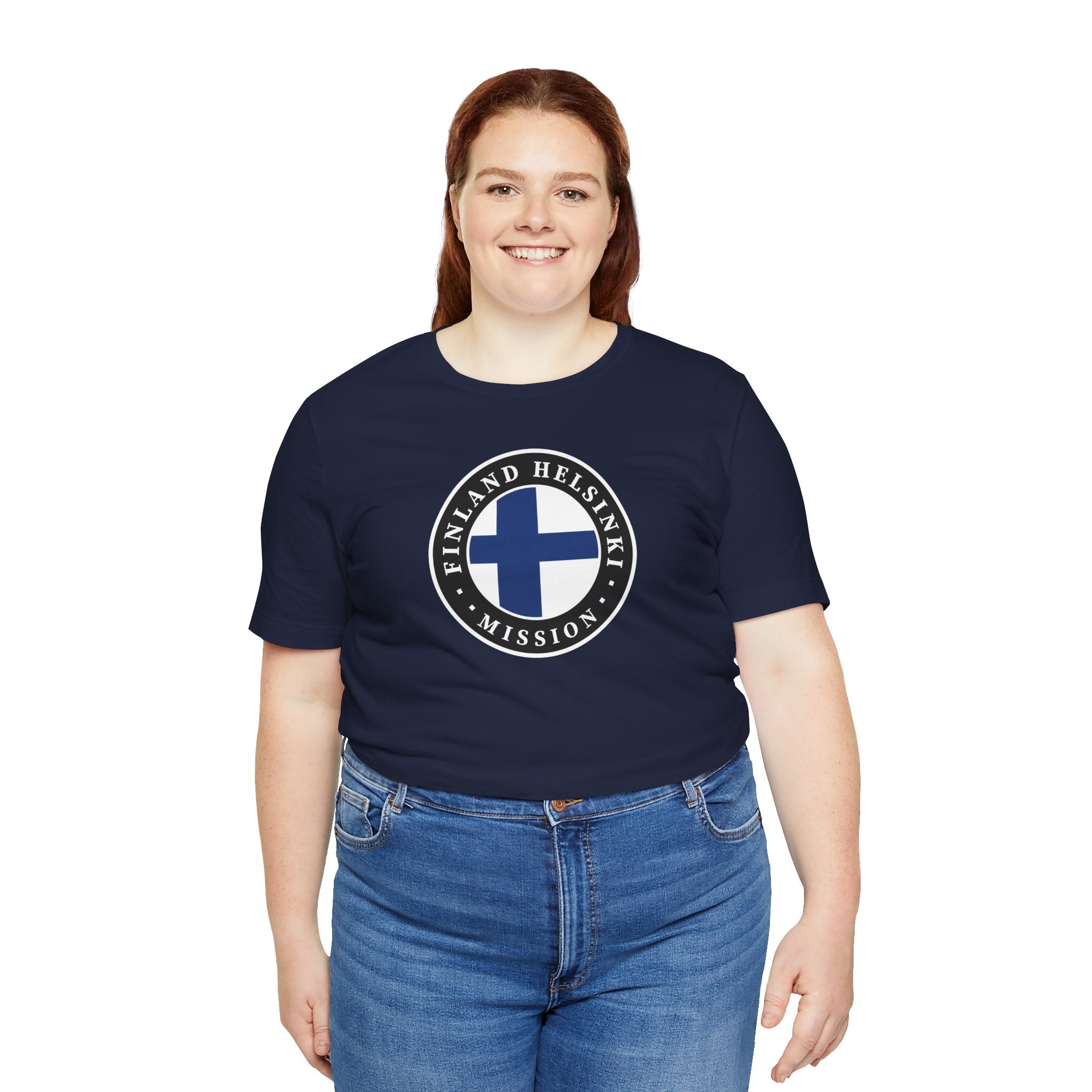 Finland Helsinki Mission Flag Logo (Black Border) T-shirt - Latter-Day Saint LDS Missionary Gift - Book of Mormon