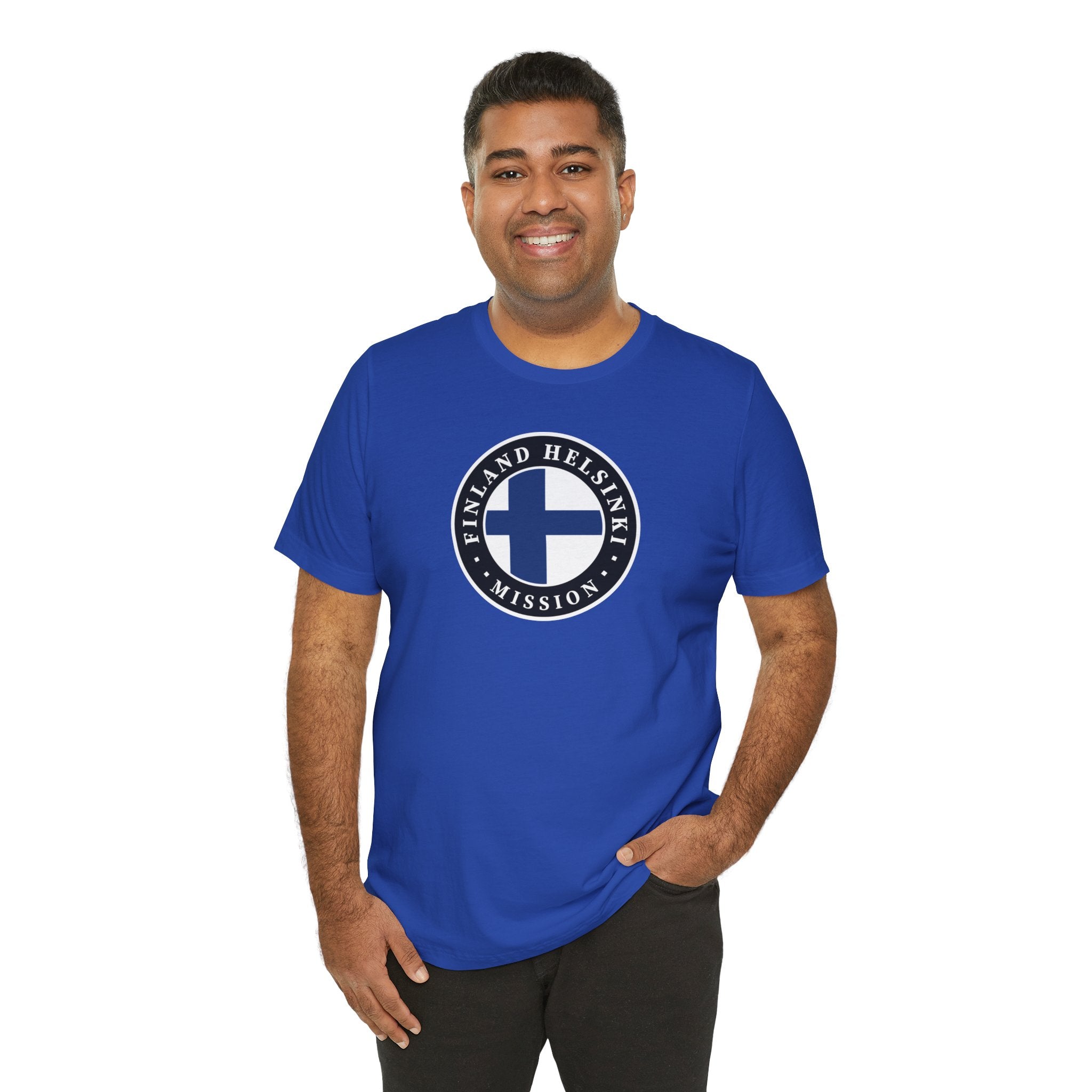 Finland Helsinki Mission Flag Logo (Black Border) T-shirt - Latter-Day Saint LDS Missionary Gift - Book of Mormon