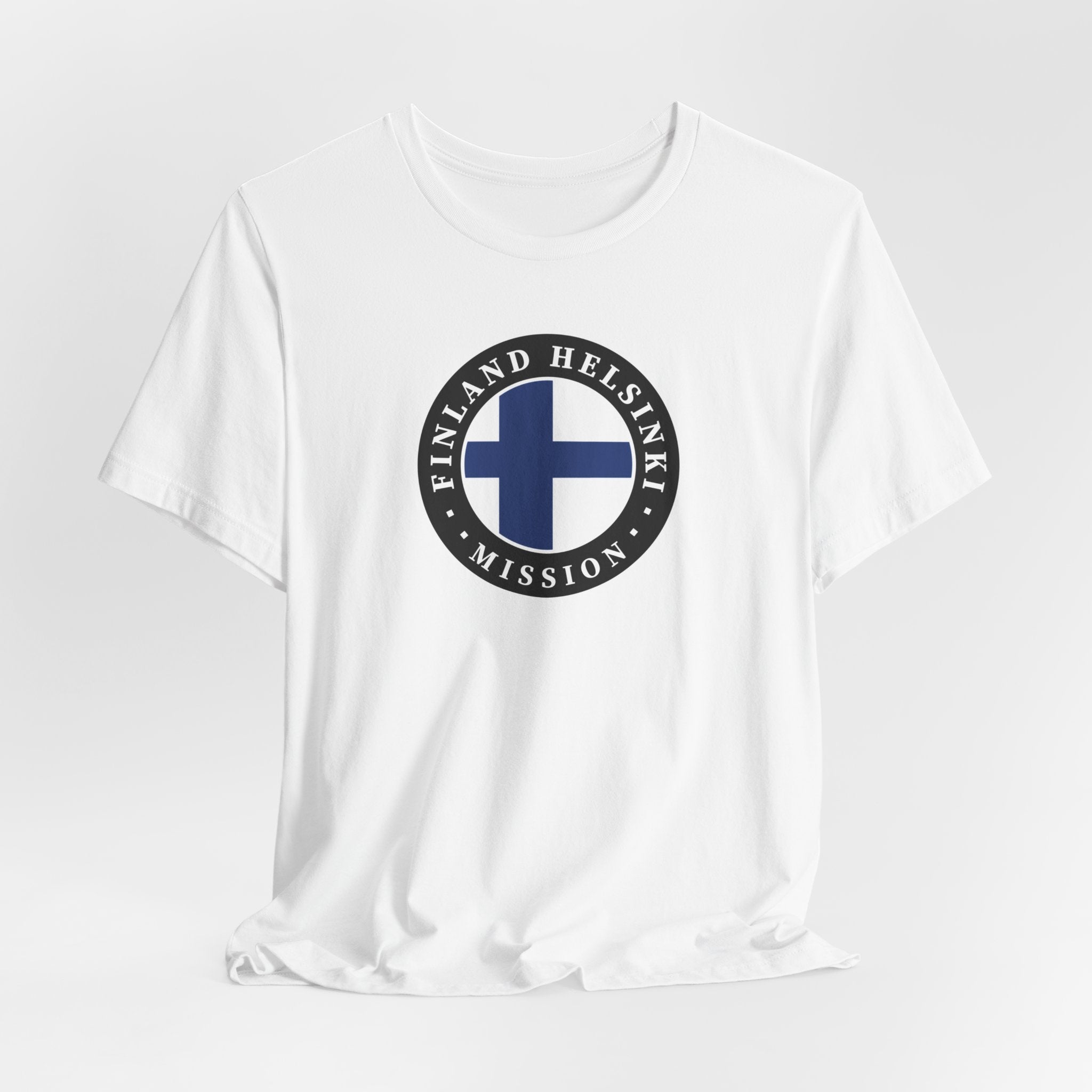 Finland Helsinki Mission Flag Logo (Black Border) T-shirt - Latter-Day Saint LDS Missionary Gift - Book of Mormon