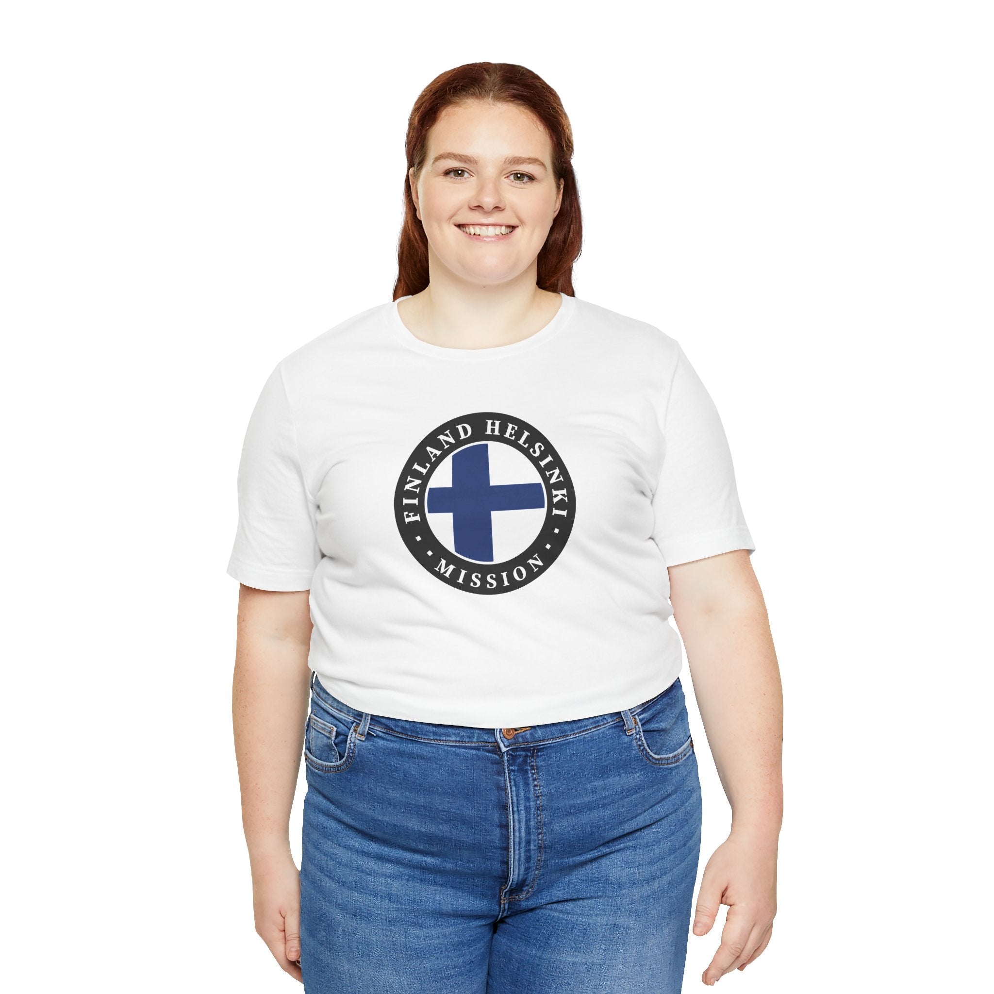 Finland Helsinki Mission Flag Logo (Black Border) T-shirt - Latter-Day Saint LDS Missionary Gift - Book of Mormon