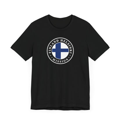 Finland Helsinki Mission Flag Logo (Black Border) T-shirt - Latter-Day Saint LDS Missionary Gift - Book of Mormon