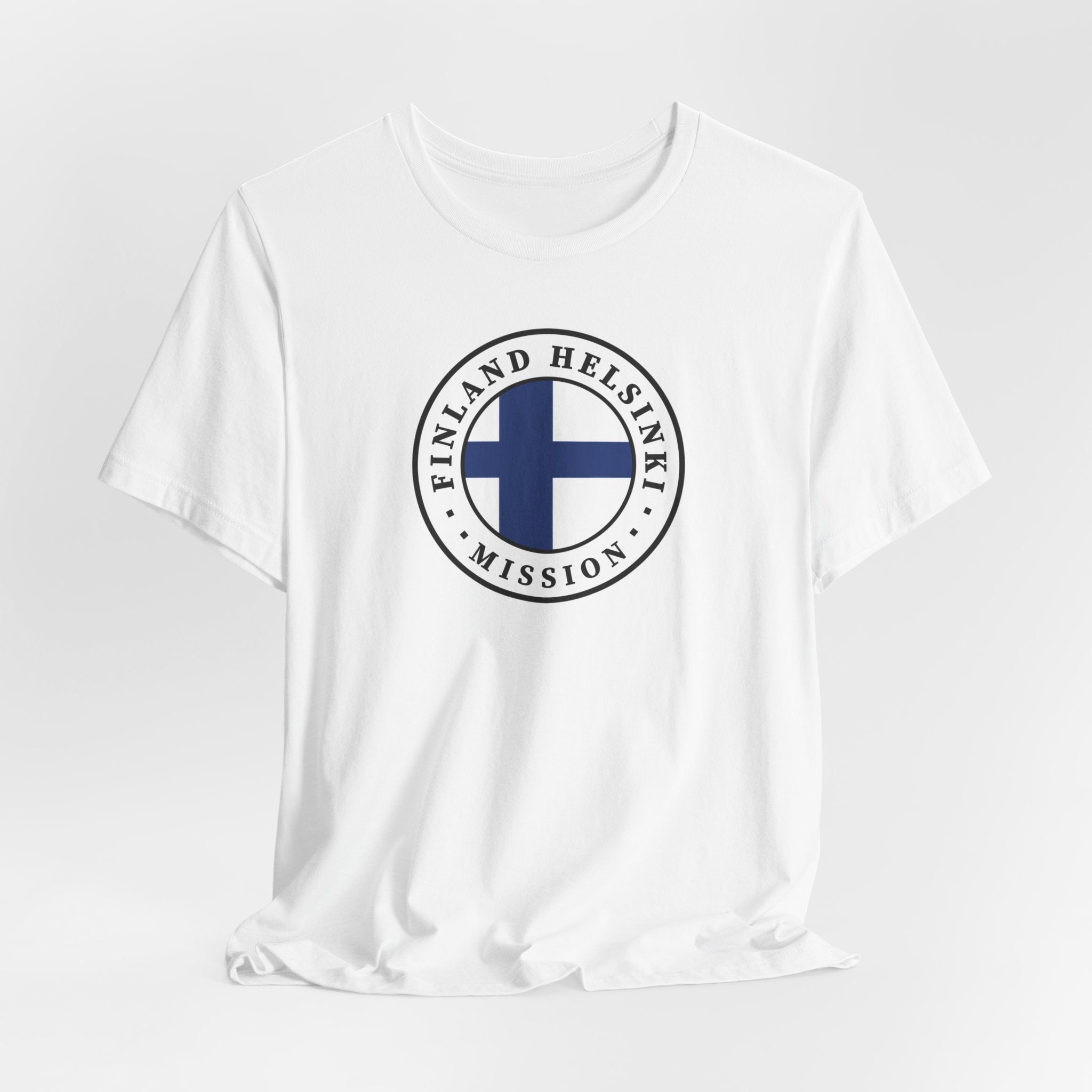 Finland Helsinki Mission Flag Logo (White Border) T-shirt - Latter-Day Saint LDS Missionary Gift - Book of Mormon