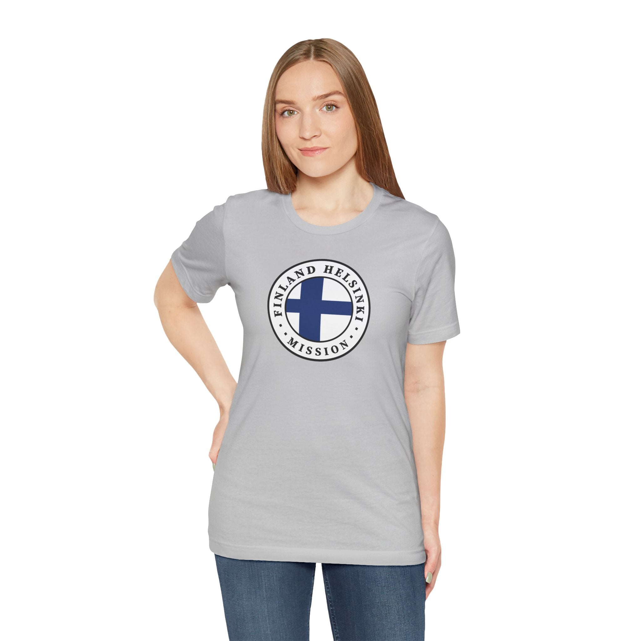 Finland Helsinki Mission Flag Logo (White Border) T-shirt - Latter-Day Saint LDS Missionary Gift - Book of Mormon