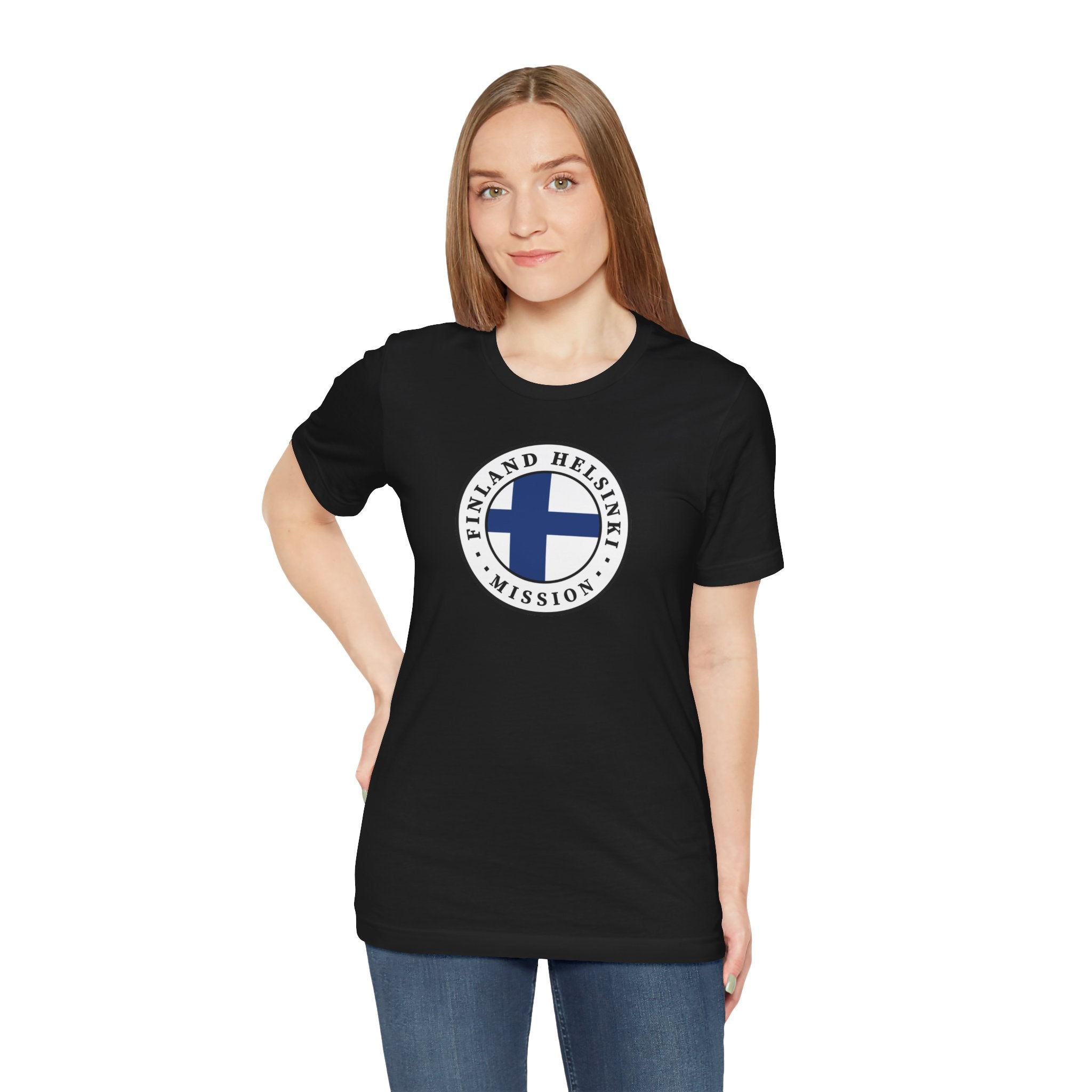 Finland Helsinki Mission Flag Logo (White Border) T-shirt - Latter-Day Saint LDS Missionary Gift - Book of Mormon