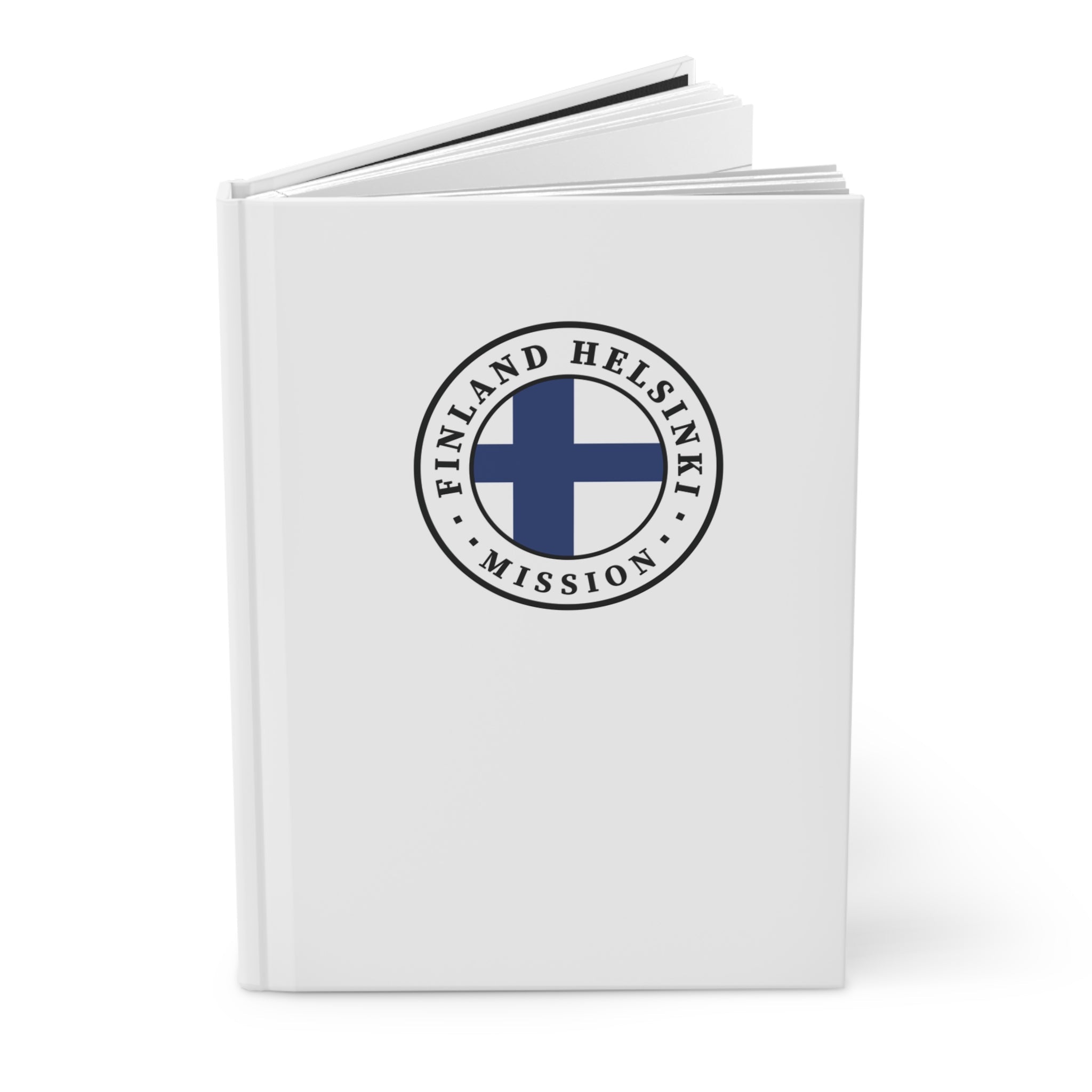 Finland Helsinki Mission Logo Design White Hardcover Journal Matte - Latter-Day Saint LDS Missionary Gift - Book of Mormon