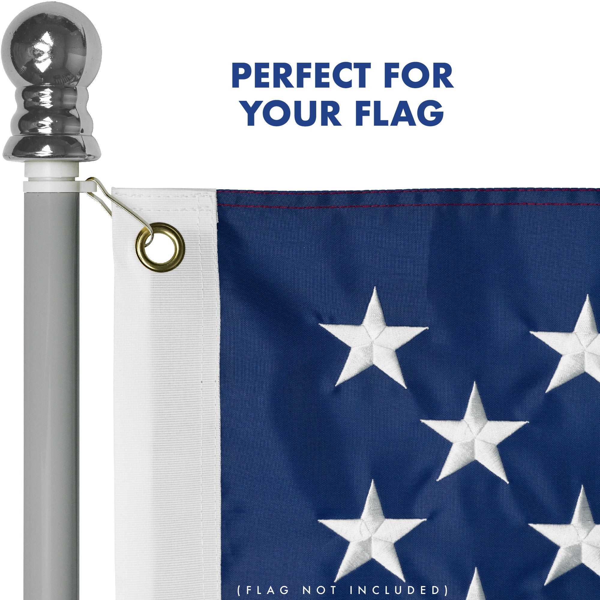 G128 5Ft Tangle-Free Aluminum Spinning Silver Flagpole - Aluminum Wall Mount Flag Pole for Commercial/Residential Use (Flag NOT Included)