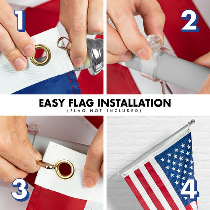 G128 6Ft Tangle-Free Aluminum Spinning Silver Flagpole - Aluminum Wall Mount Flag Pole for Commercial/Residential Use (Flag NOT Included)