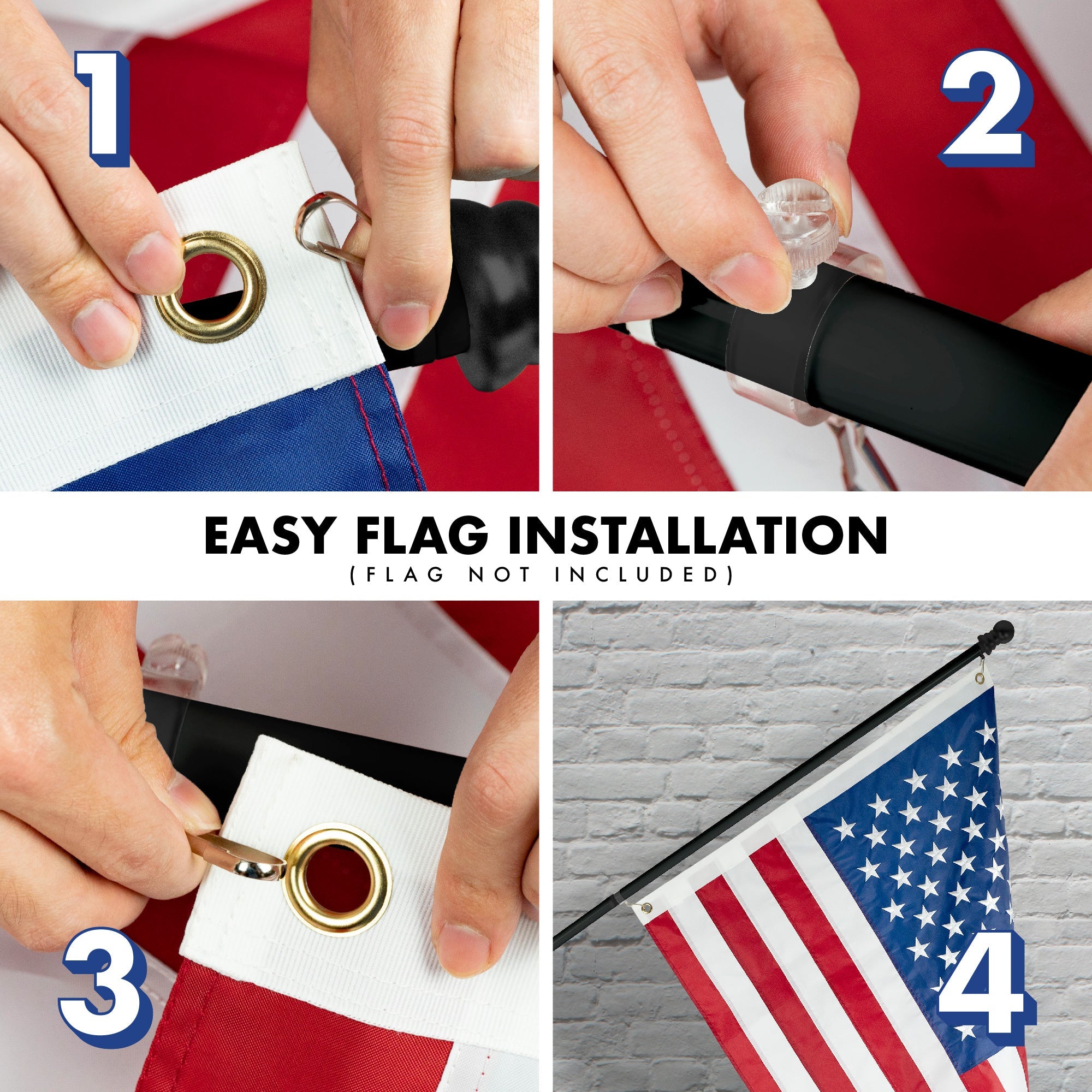 G128 6Ft Tangle-Free Aluminum Spinning Black Flagpole - Aluminum Wall Mount Flag Pole for Commercial/Residential Use (Flag NOT Included)
