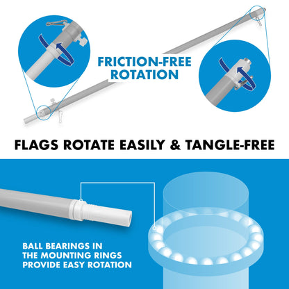 G128 5Ft Tangle-Free Aluminum Spinning Silver Flagpole - Aluminum Wall Mount Flag Pole for Commercial/Residential Use (Flag NOT Included)