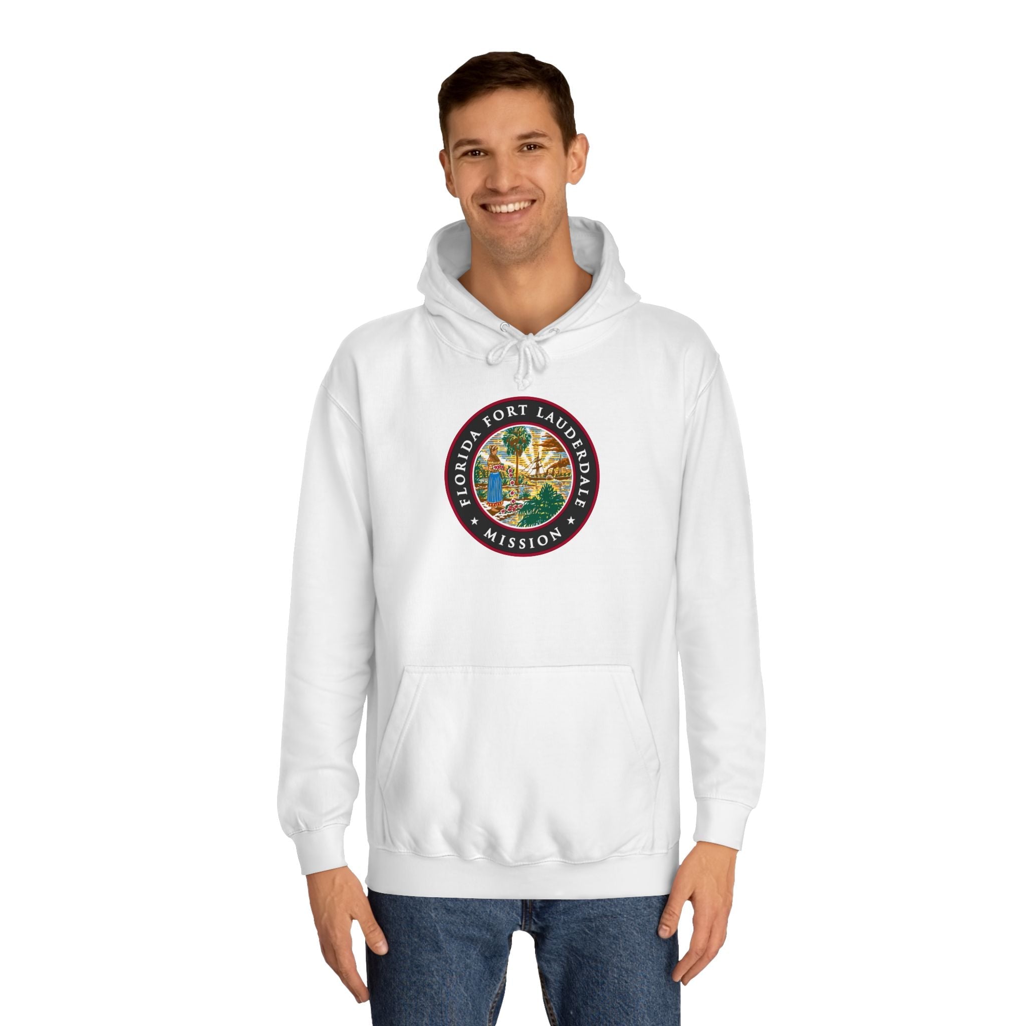 Florida Fort Lauderdale Mission State Flag Logo (Black Border) College Hoodie