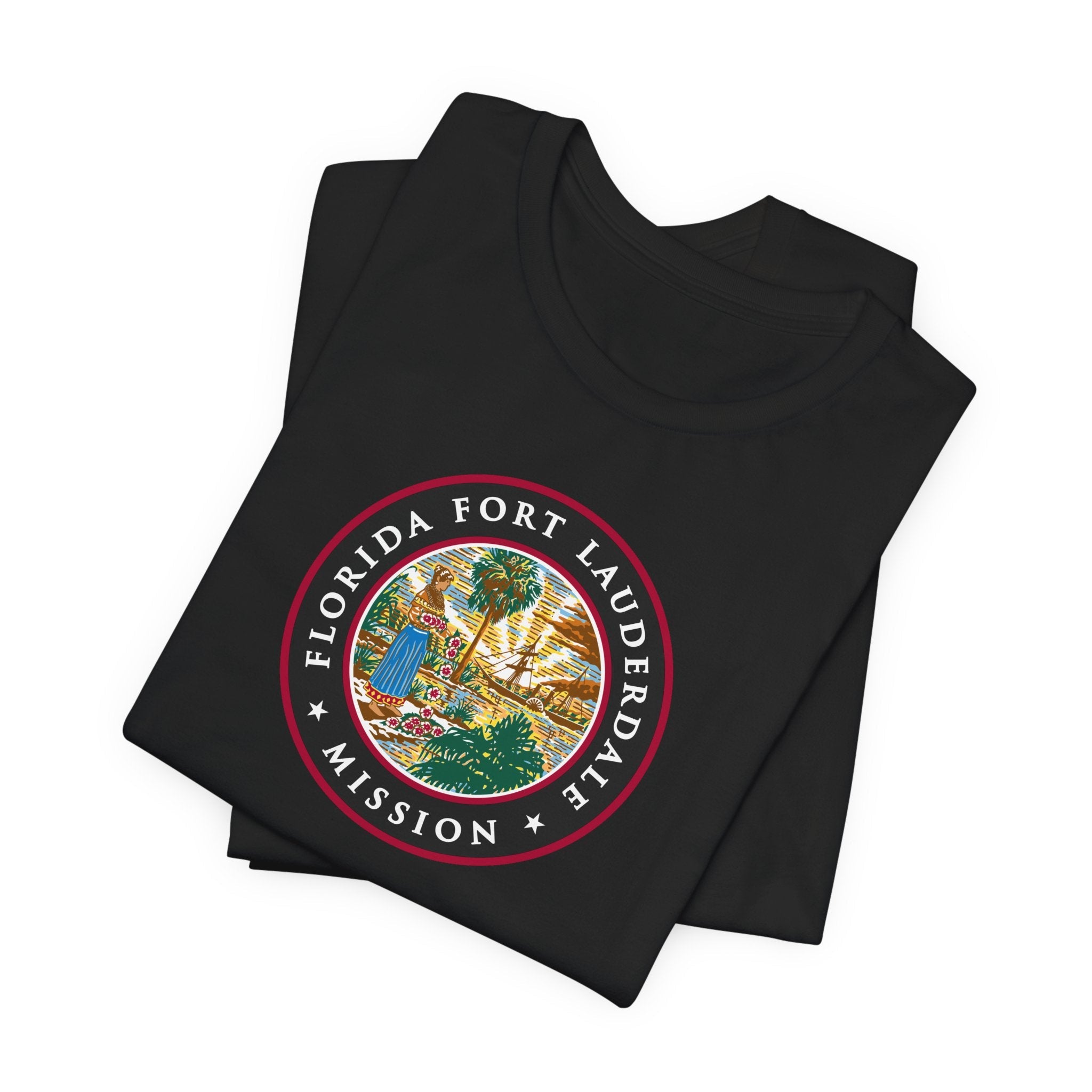 Florida Fort Lauderdale Mission State Flag Logo (Black Border) T-shirt - Latter-Day Saint LDS Missionary Gift - Book of Mormon