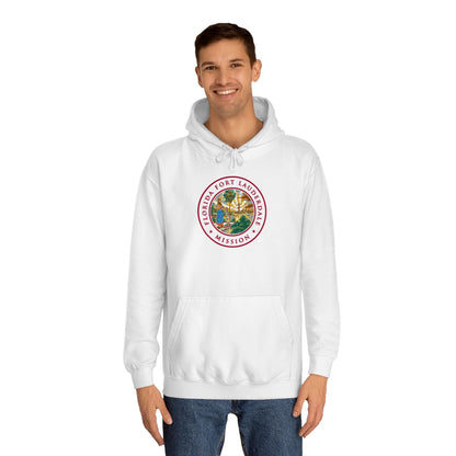 Florida Fort Lauderdale Mission State Flag Logo (White Border) College Hoodie