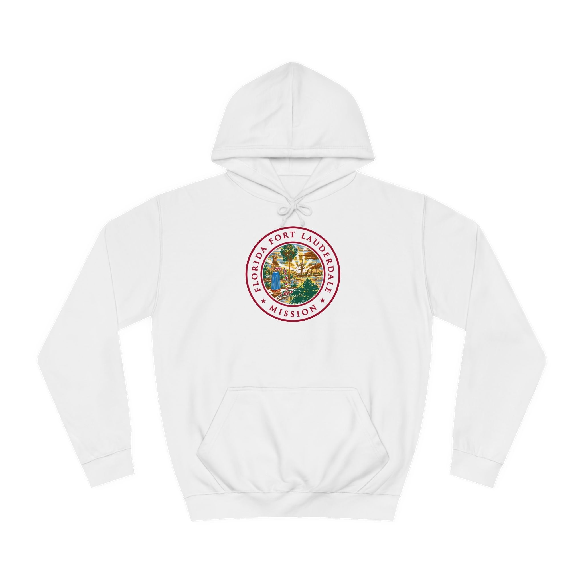 Florida Fort Lauderdale Mission State Flag Logo (White Border) College Hoodie