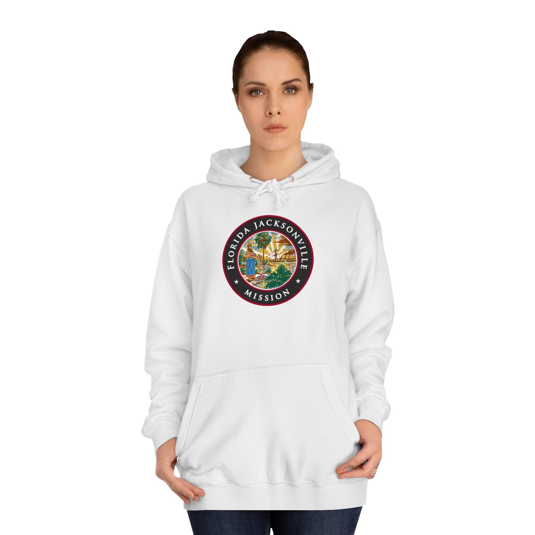 Florida Jacksonville Mission State Flag Logo (Black Border) College Hoodie