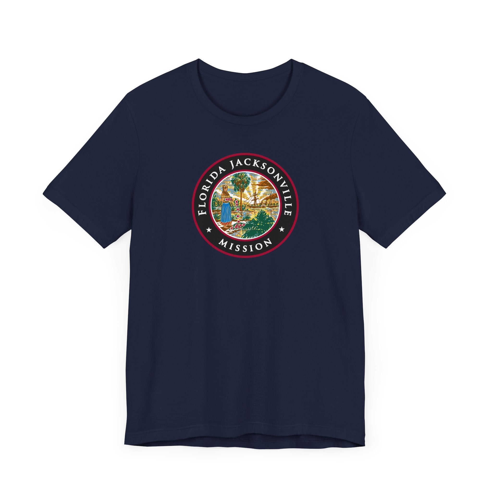 Florida Jacksonville Mission State Flag Logo (Black Border) T-shirt - Latter-Day Saint LDS Missionary Gift - Book of Mormon