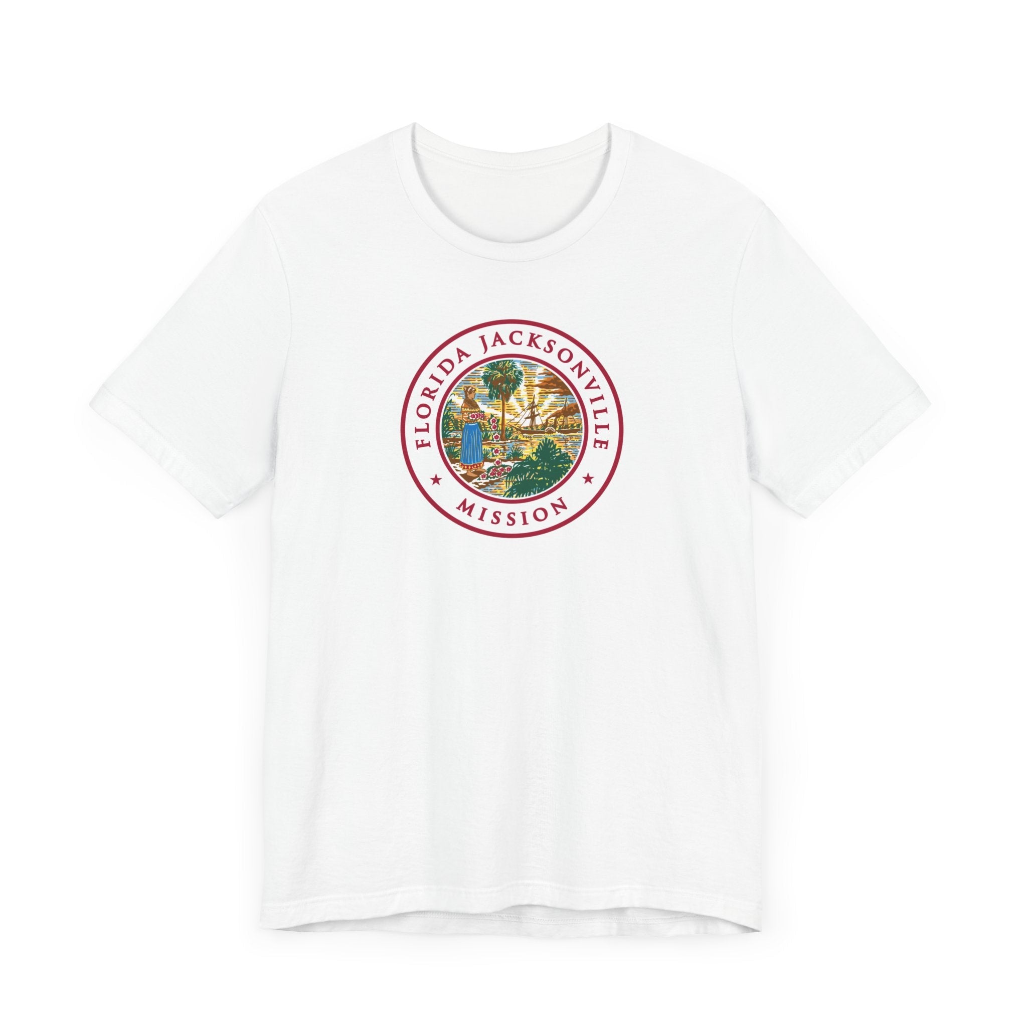 Florida Jacksonville Mission State Flag Logo (White Border) T-shirt - Latter-Day Saint LDS Missionary Gift - Book of Mormon