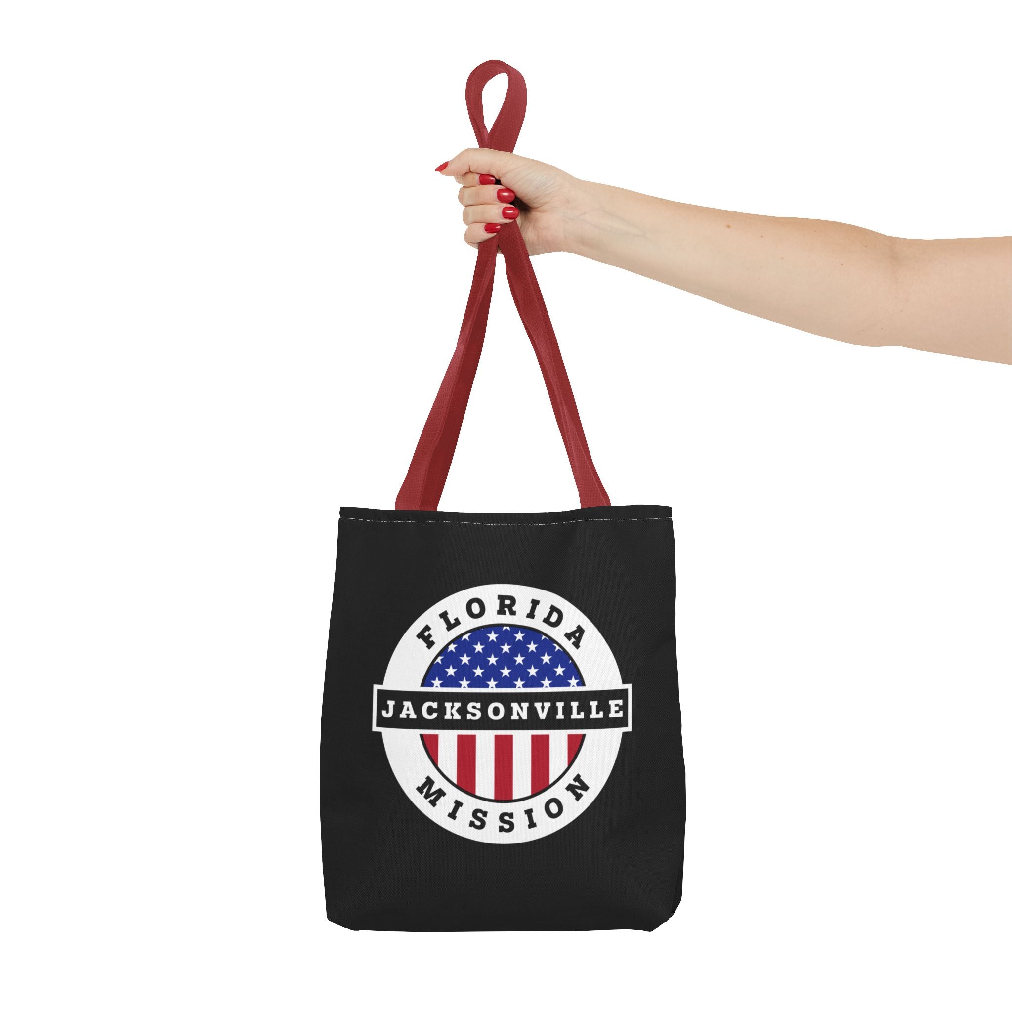 Florida Jacksonville Mission USA Flag Logo Tote Bag Black - Latter-Day Saint LDS Missionary Gift - Book of Mormon