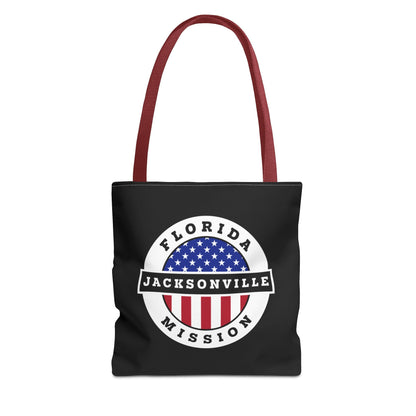 Florida Jacksonville Mission USA Flag Logo Tote Bag Black - Latter-Day Saint LDS Missionary Gift - Book of Mormon