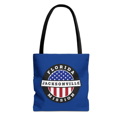 Florida Jacksonville Mission USA Flag Logo Tote Bag Blue - Latter-Day Saint LDS Missionary Gift - Book of Mormon