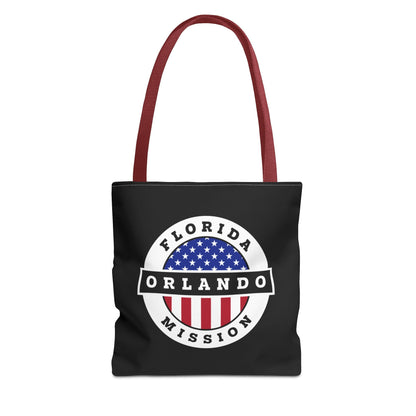 Florida Orlando Mission USA Flag Logo Tote Bag Black - Latter-Day Saint LDS Missionary Gift - Book of Mormon