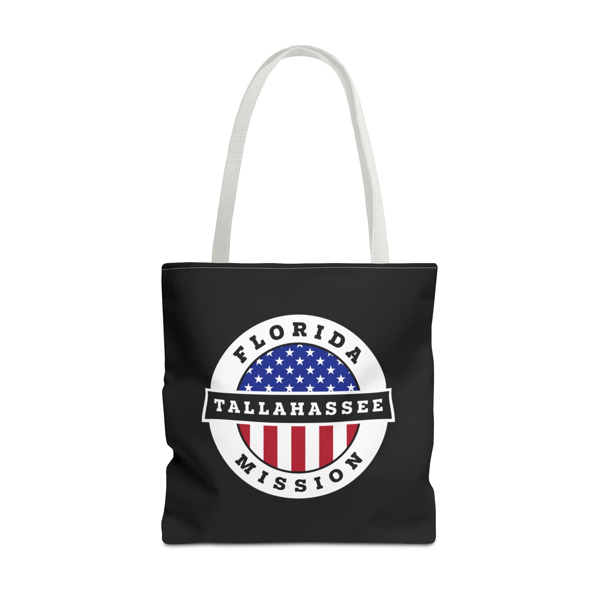 Florida Tallahassee Mission USA Flag Logo Tote Bag Black - Latter-Day Saint LDS Missionary Gift - Book of Mormon