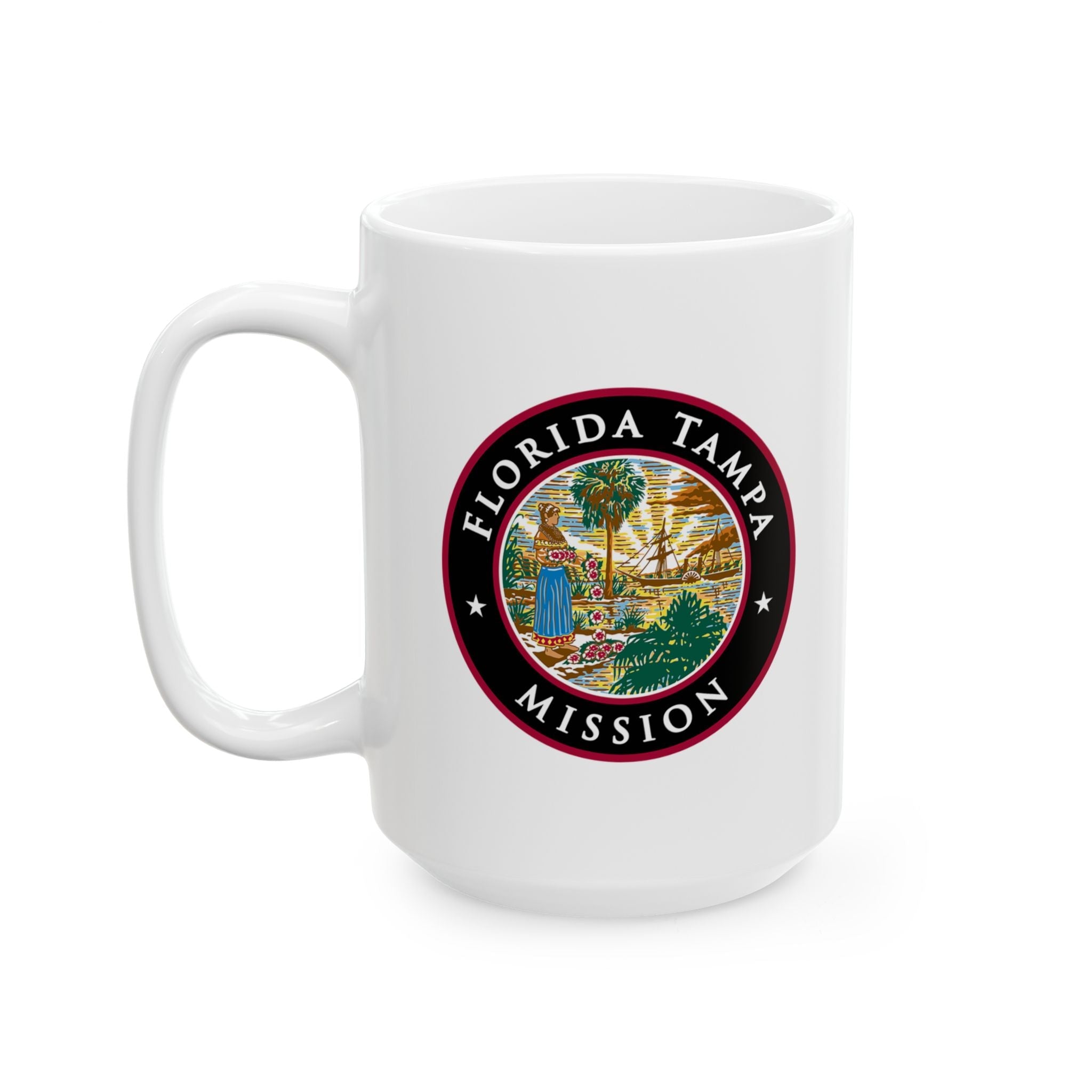 Florida Tampa Mission State Flag Logo Ceramic Mug White Name - Latter-Day Saint LDS Missionary Gift - Book of Mormon