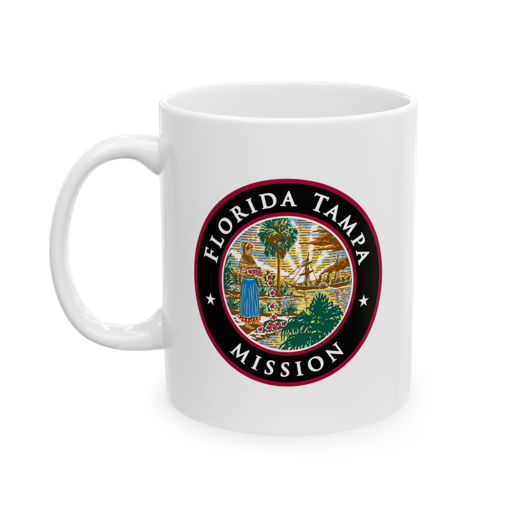 Florida Tampa Mission State Flag Logo Ceramic Mug White Name - Latter-Day Saint LDS Missionary Gift - Book of Mormon